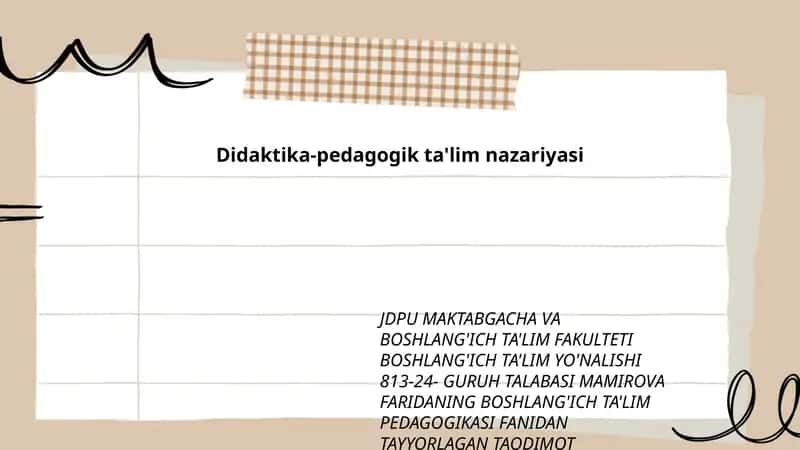 Didaktika-pedagogik ta'lim nazariyasi
