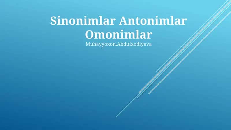 Sinonimlar Antonimlar Omonimlar