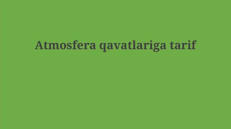 Atmosfera qavatlariga tarif