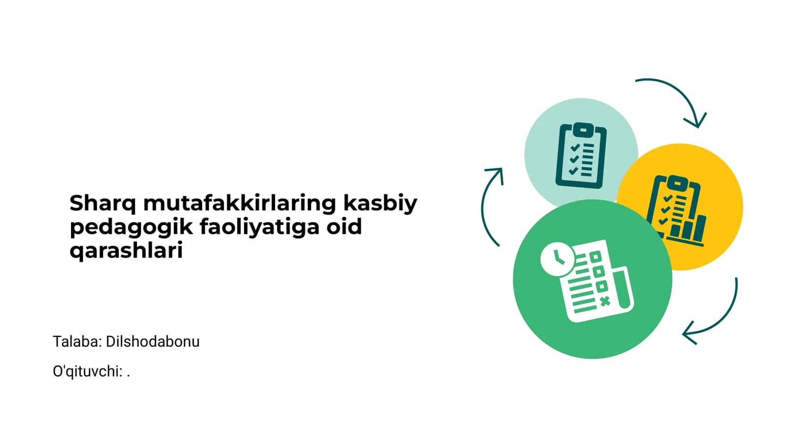 Sharq mutafakkirlaring kasbiy pedagogik faoliyatiga oid qarashlari