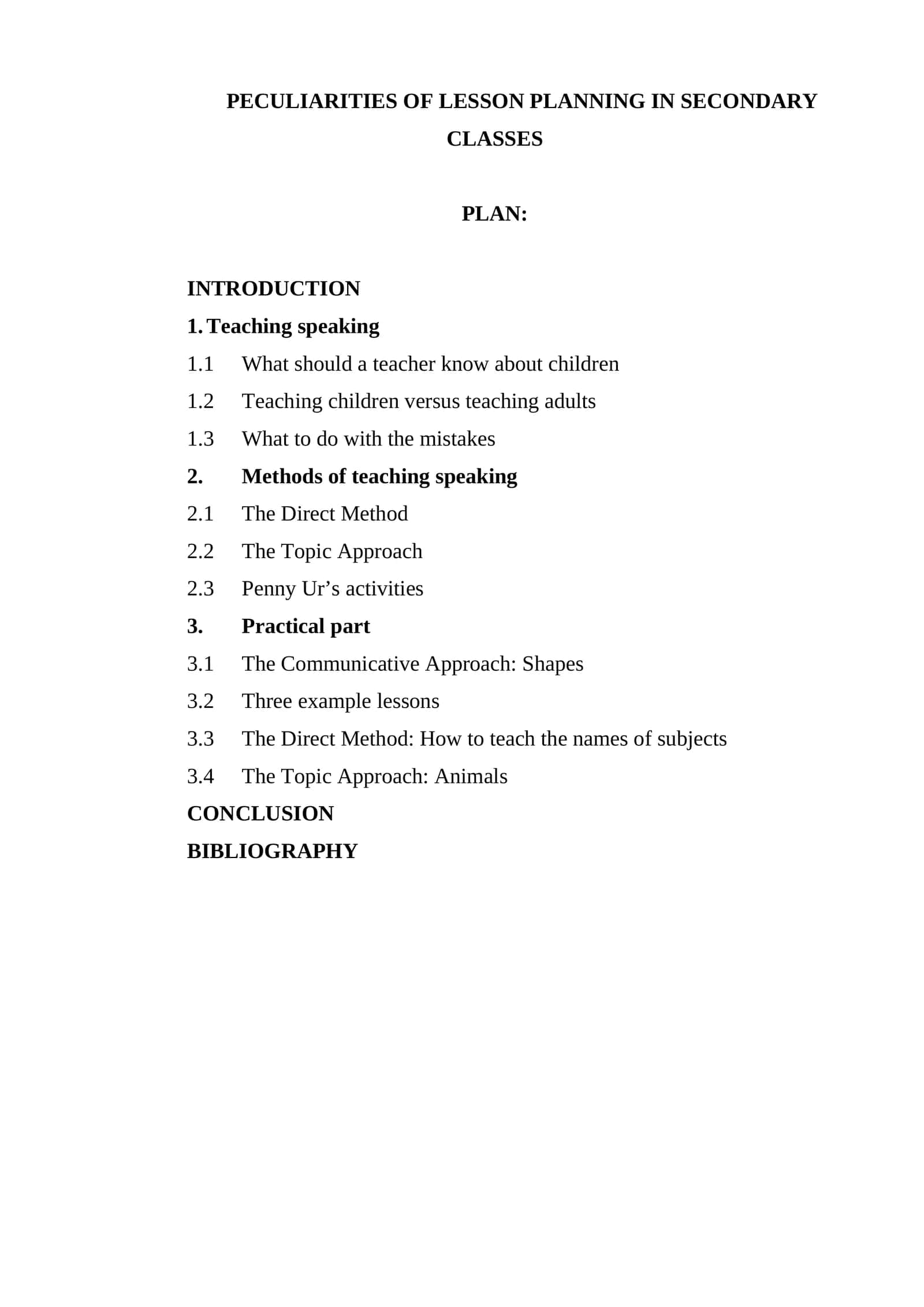 PECULIARITIES OF LESSON PLANNING IN SECONDARY CLASSES