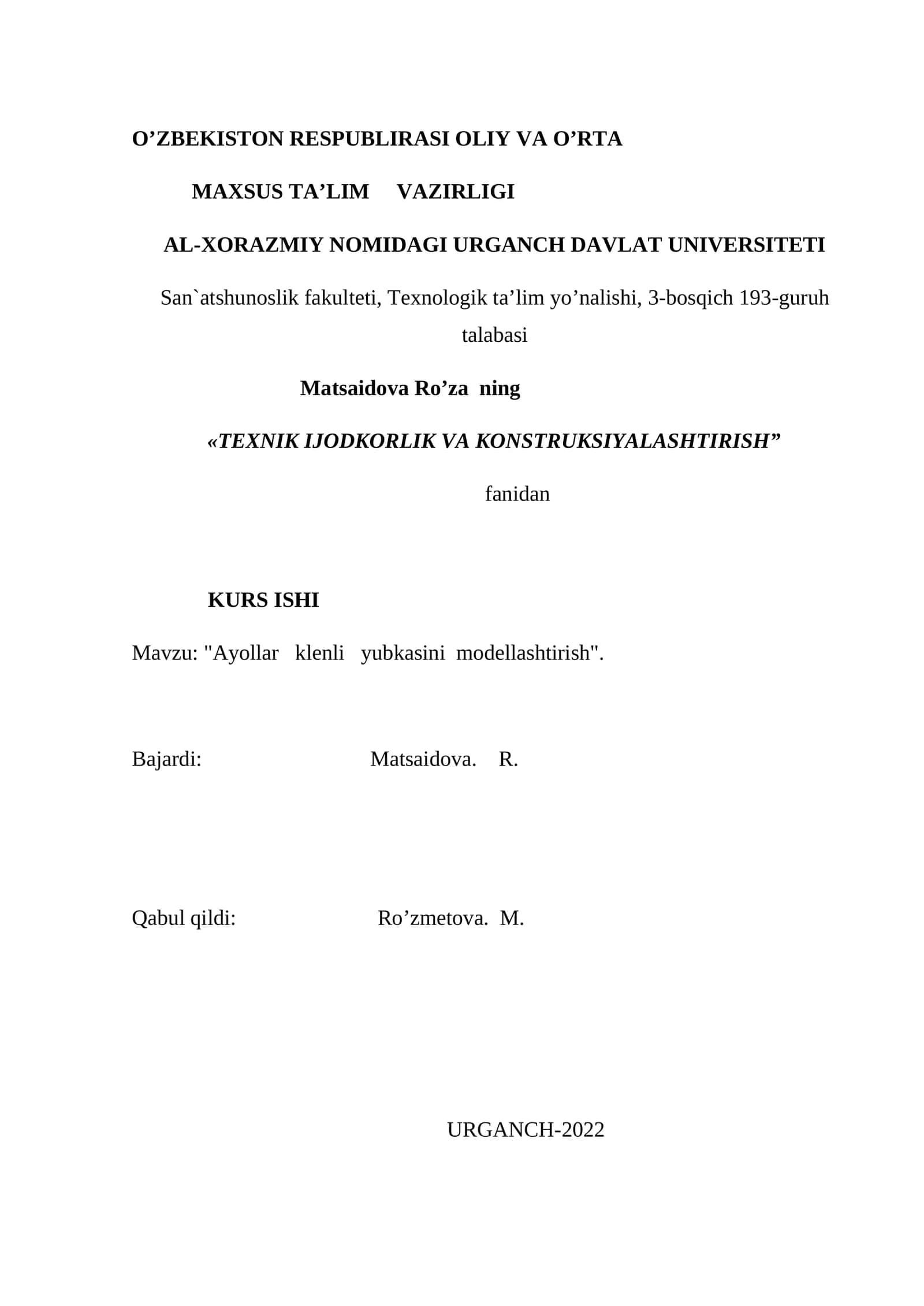 Ayollar klenli yubkasini modellashtirish