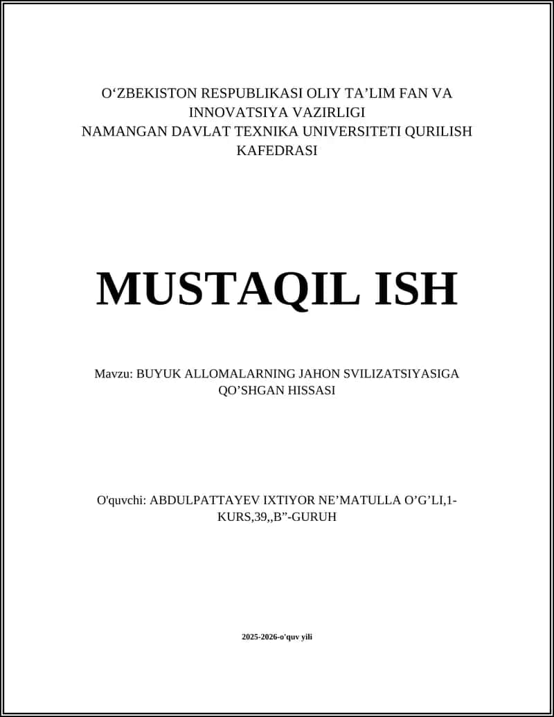 Buyuk allomalarning matematika va algebra sohasiga qo'shgan hissasi
