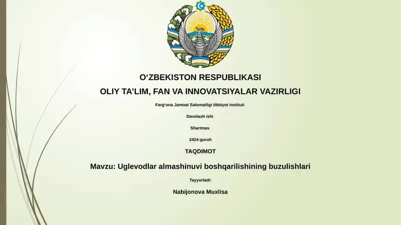 Uglevodlar metabolizmining asosiy yo'llari va tartibga solinishi