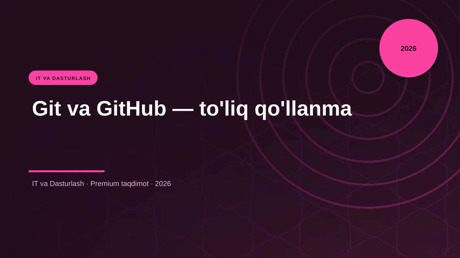 Git va GitHub — to'liq qo'llanma