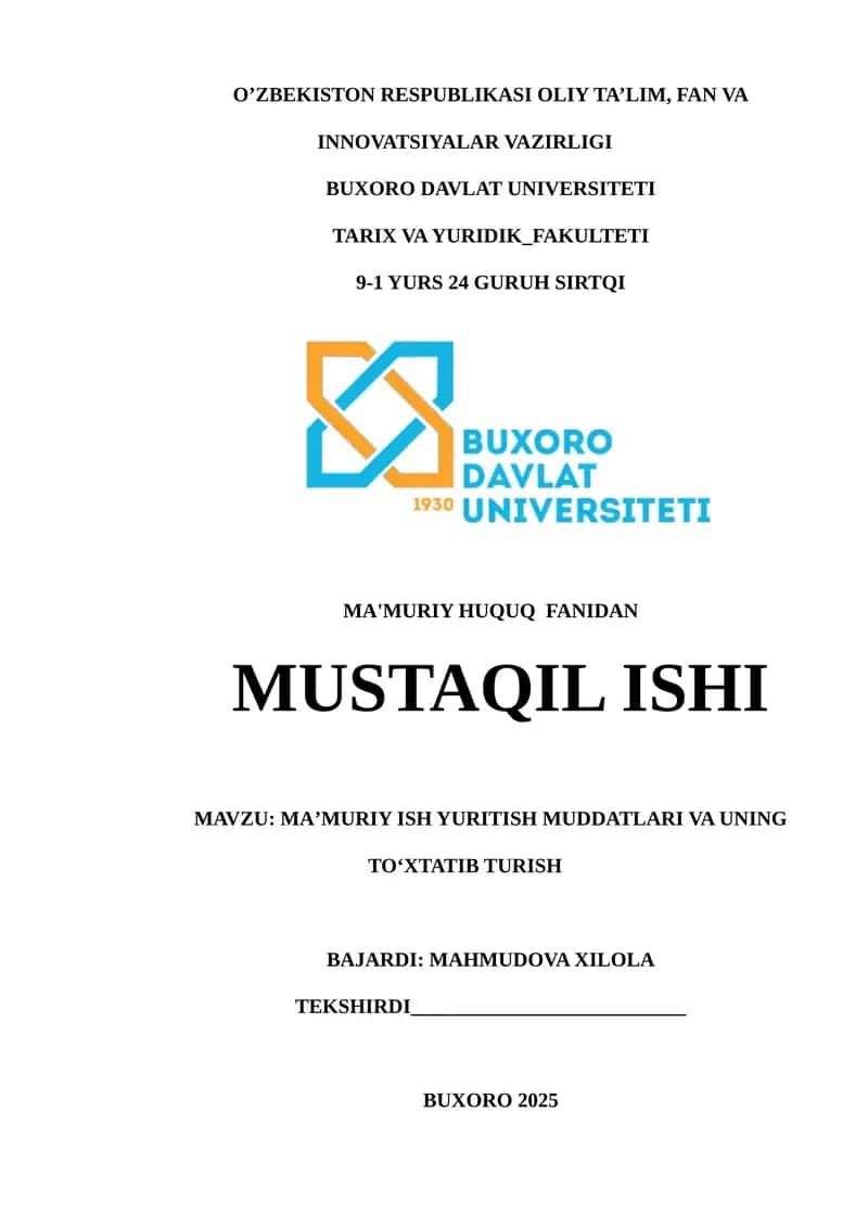 Ma'muriy ish yuritish muddatlari va uning to'xtatib turilishi