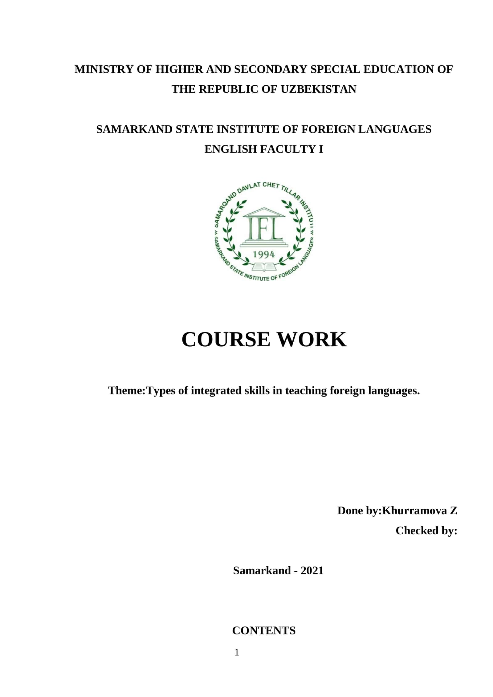 Types of integrated skills in teaching foreign languages