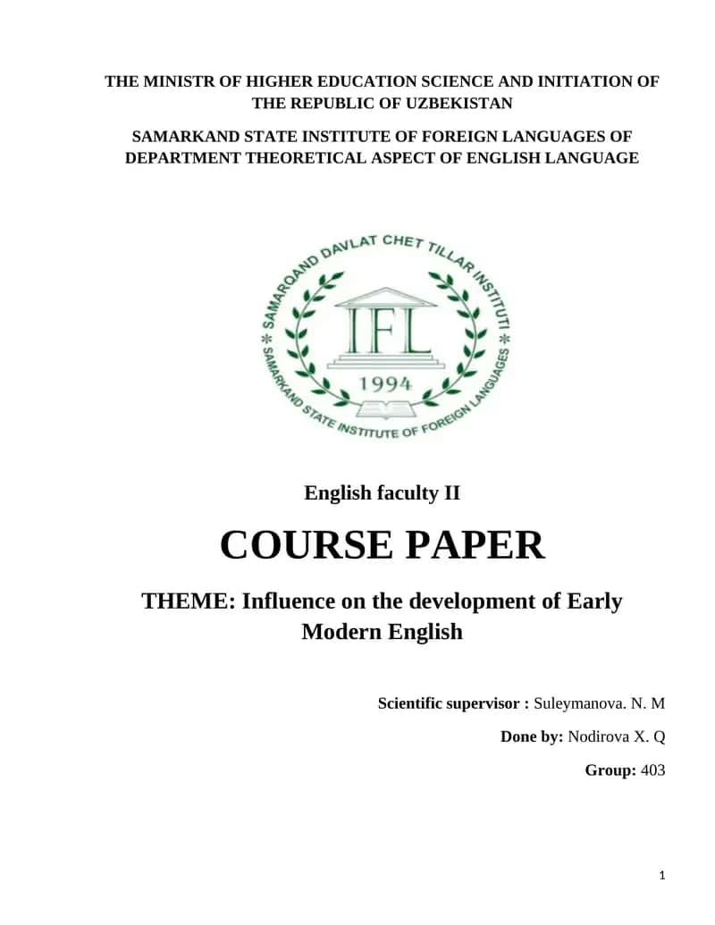 Influence on the development of Early Modern English