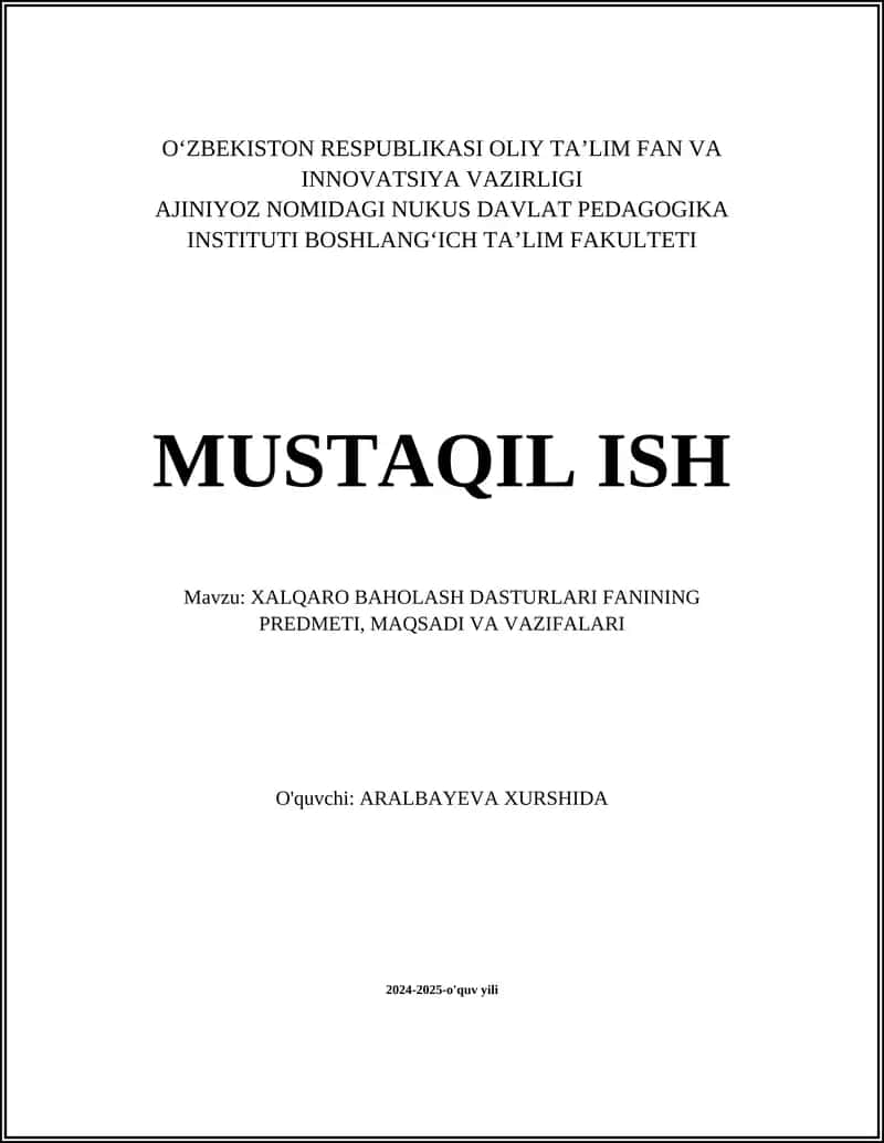 Xalqaro Baholash Dasturlari