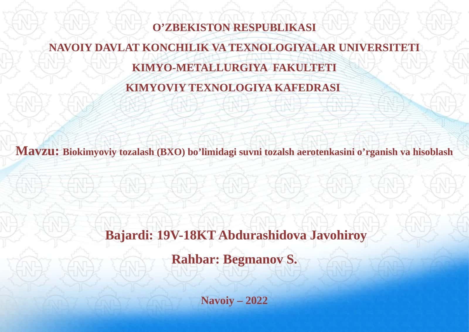 Biokimyoviy tozalash (BXO)