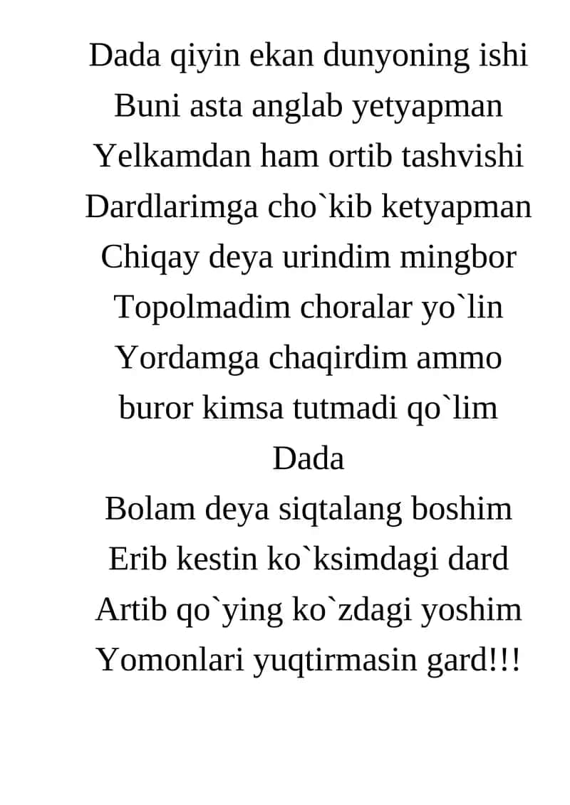 Dada qiyin ekan dunyoning ishi