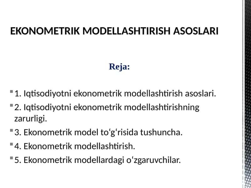 Ekonometrik Modellashtirishasoslari