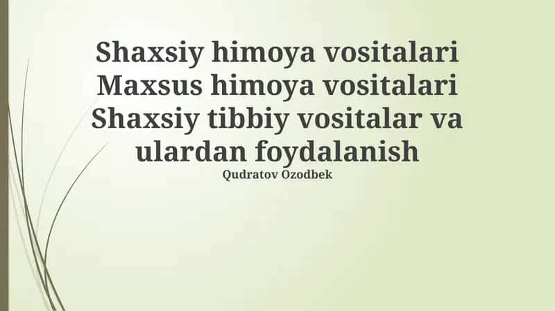 Shaxsiy himoya vositalari va maxsus himoya vositalari