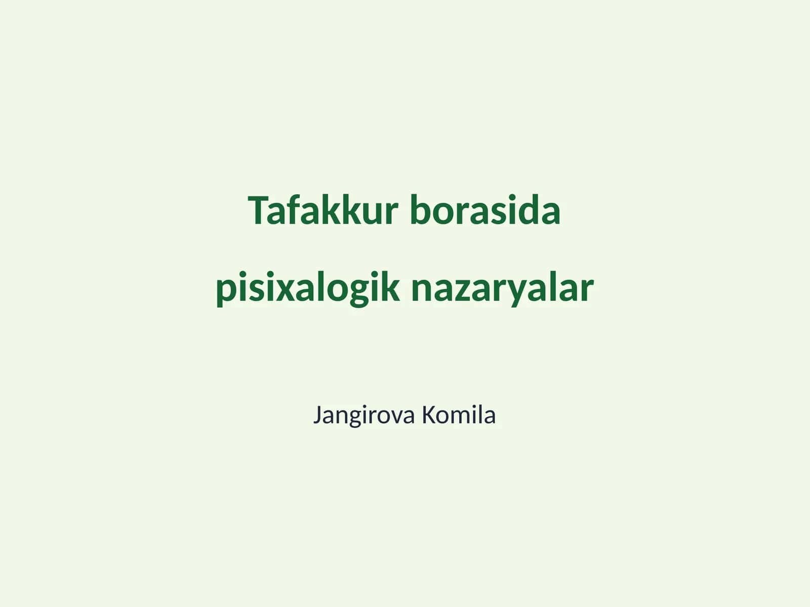 Tafakkur borasida pisixalogik nazaryalar
