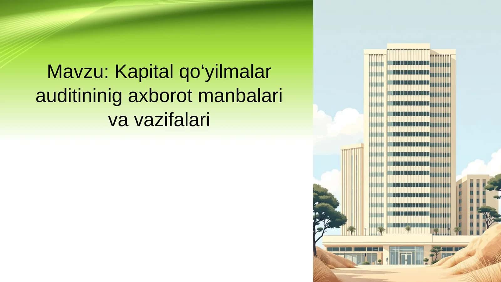 Kapital qо‘yilmalar auditininig axbоrоt manbalari va vazifalari