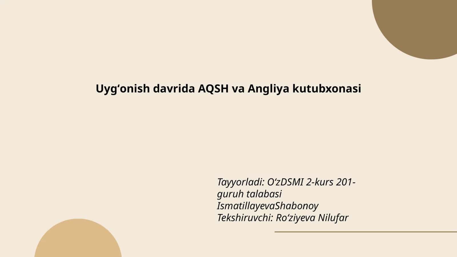 Uygʻonish davrida AQSH va Angliya kutubxonasi