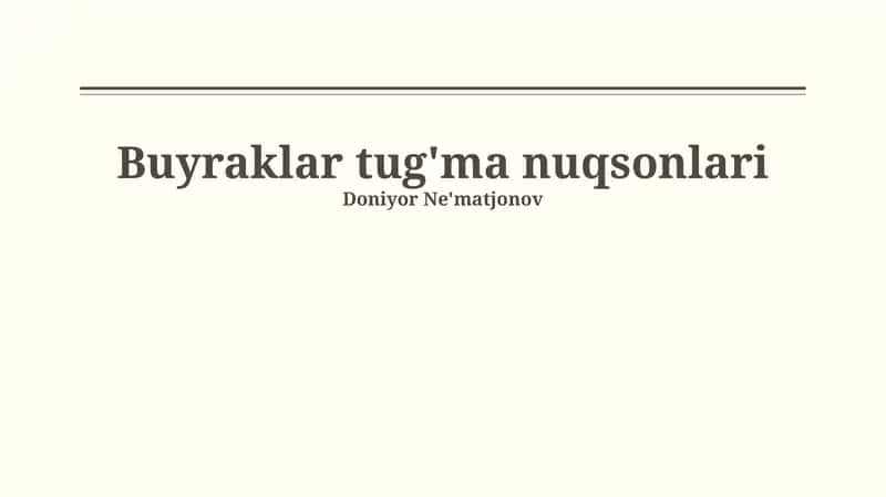 Tug'ma buyrak nuqsonlari