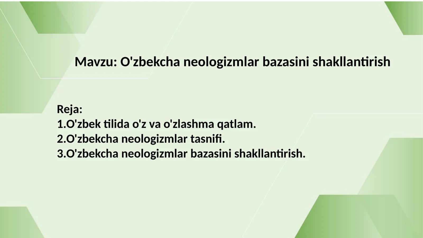 O'zbekcha neologizmlar bazasini shakllantirish