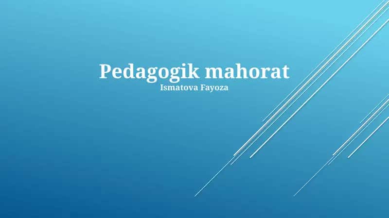 Pedagogik mahorat