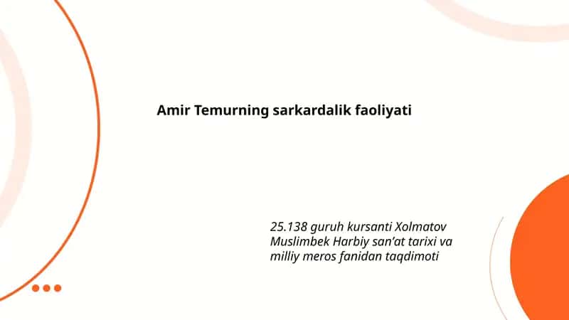 Amir Temurning sarkardalik faoliyati