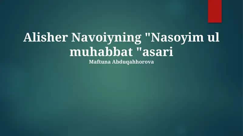 Nasoyim ul muhabbat