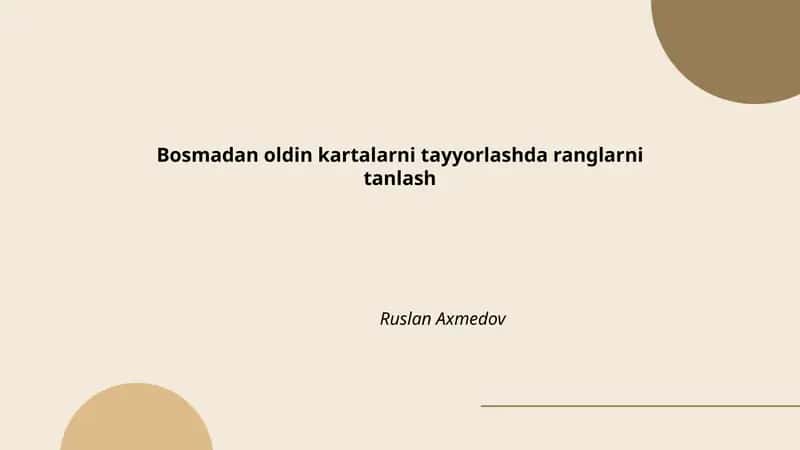 Kartalarni Tayyorlash