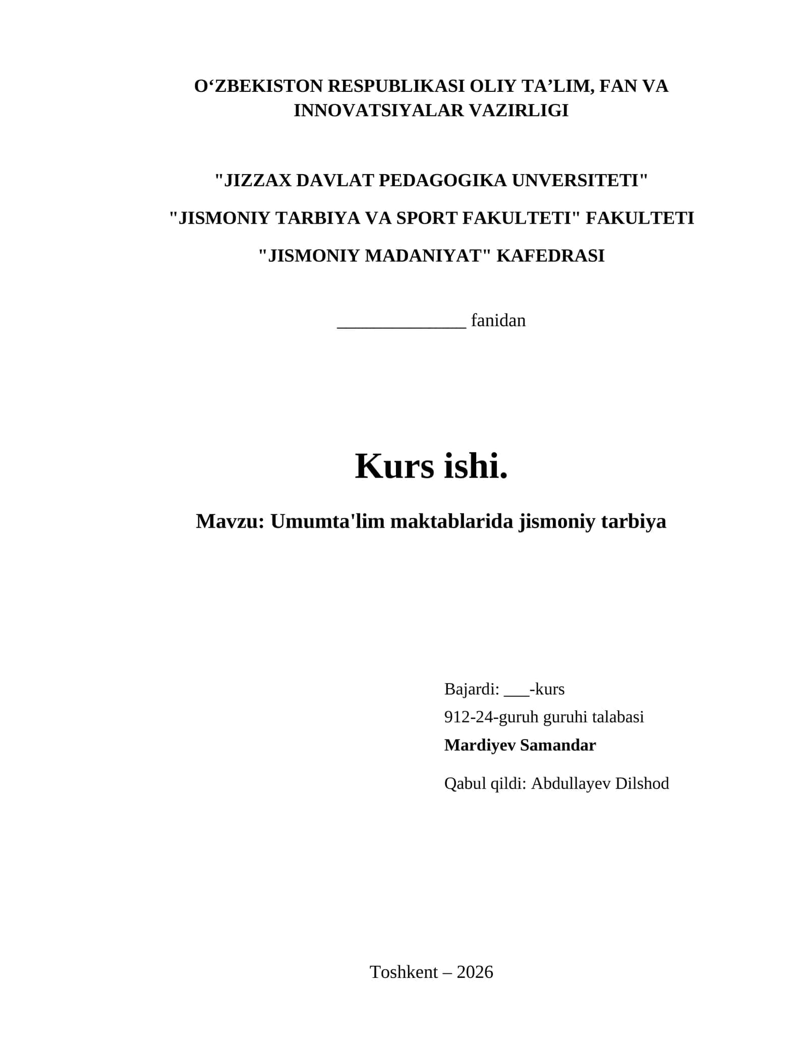 Umumta'lim maktablarida jismoniy tarbiya