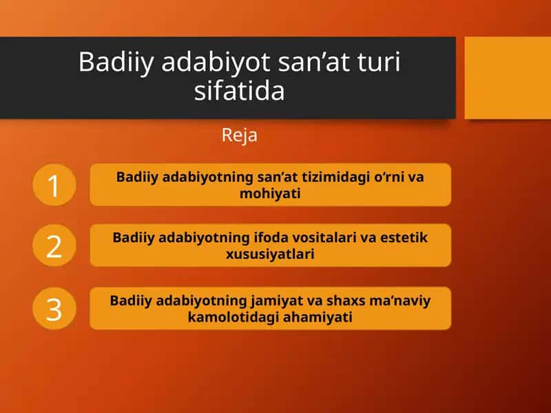 Badiiy adabiyot san’at turi sifatida