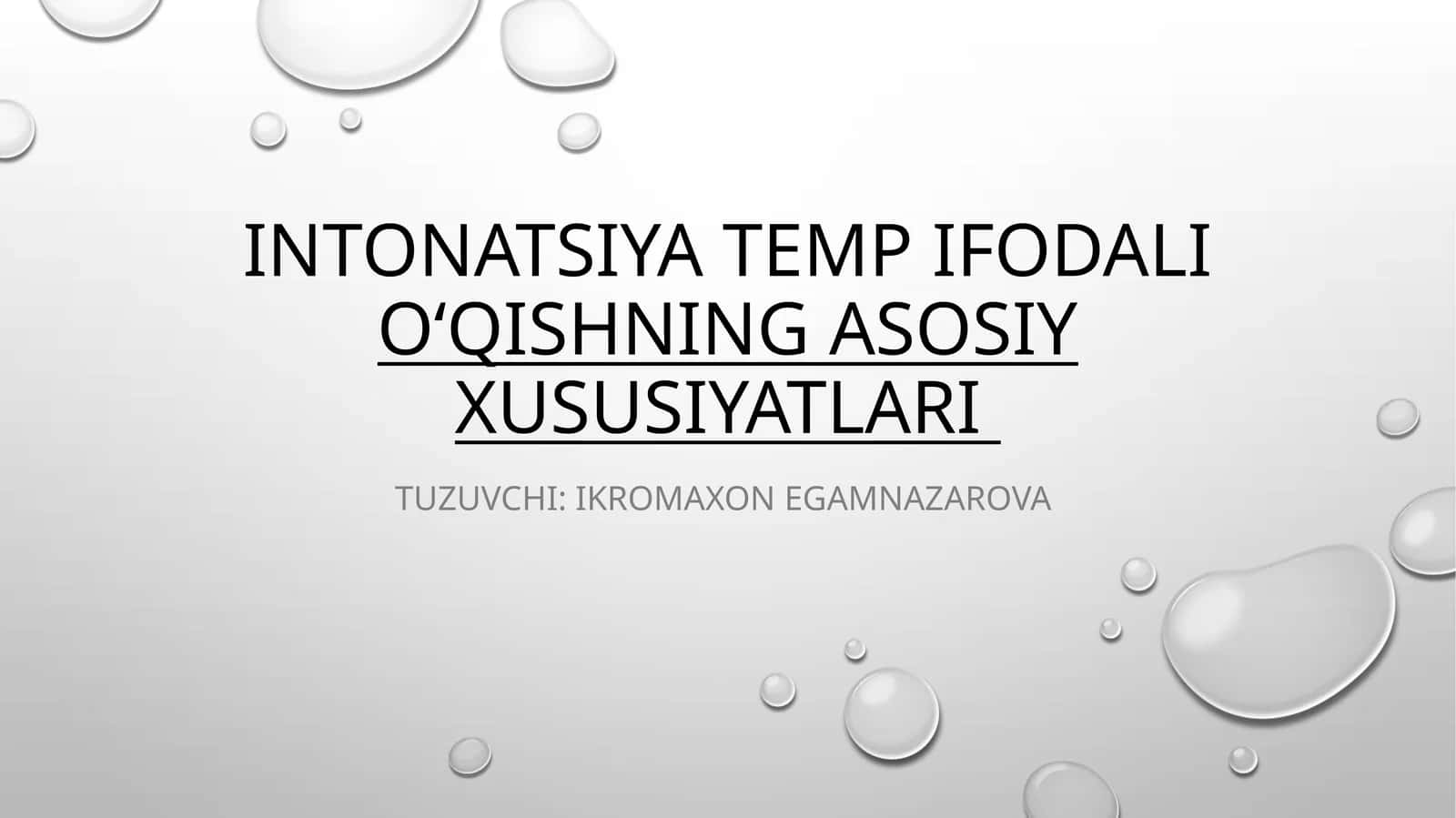 Intonatsiya temp ifodalio‘qishning asosiy xususiyatlari