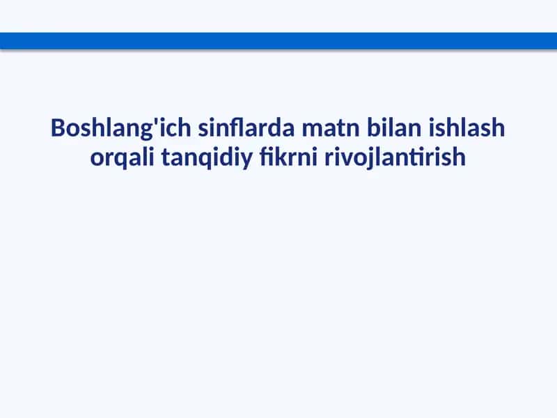 Tanqidiy fikrlash