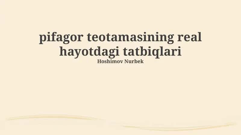 Pifagor teotamasining real hayotdagi tatbiqlari