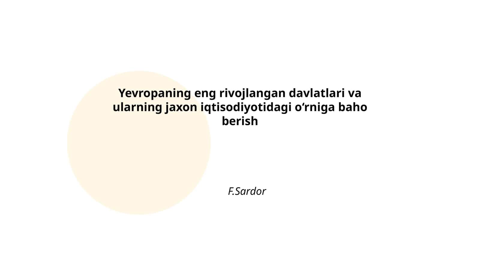 Yevropaning eng rivojlangan davlatlari iqtisodiyoti