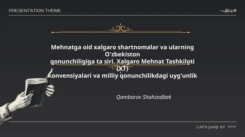 Xalgaro shartnomalar va ularning O'zbekiston qonunchiligiga ta siri