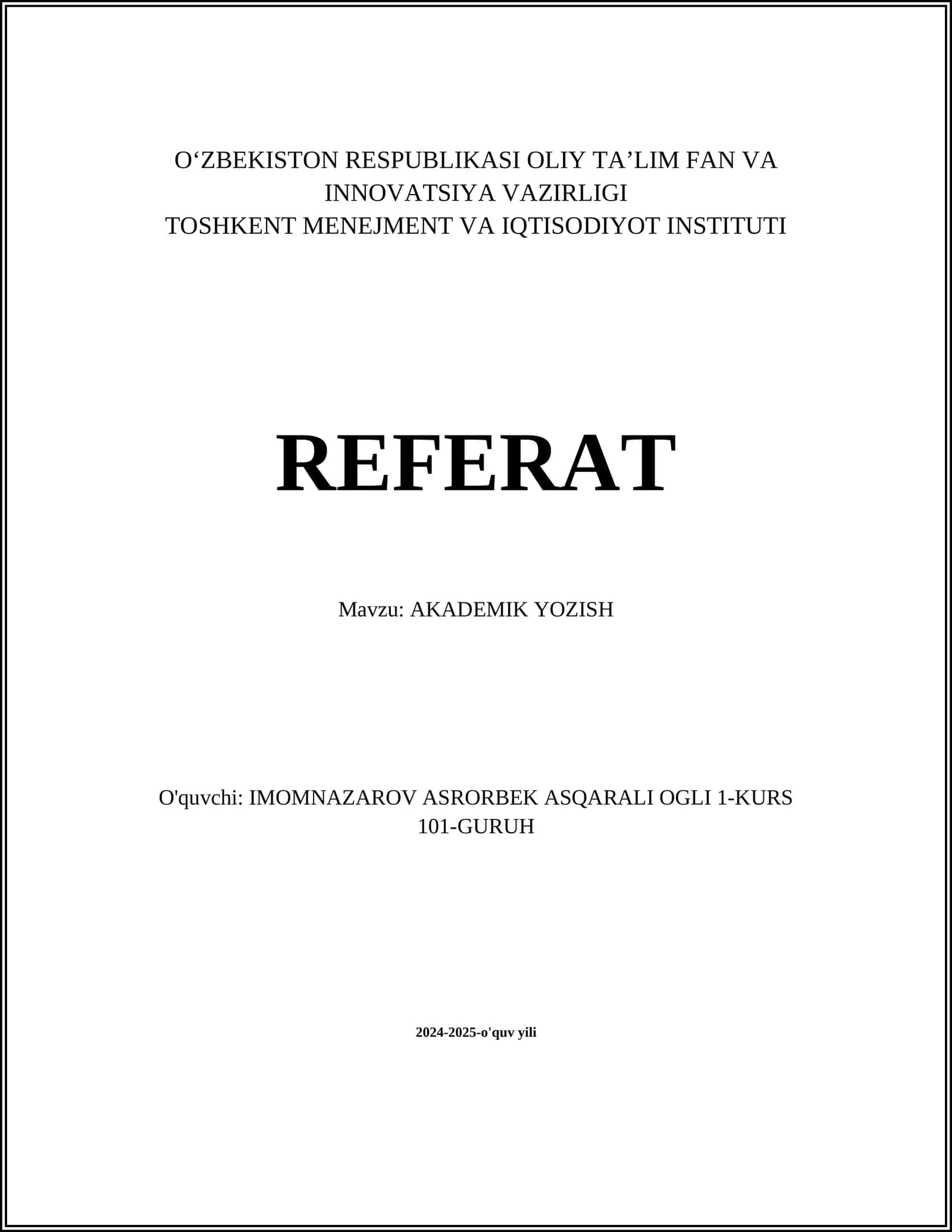 AKADEMIK YOZISH