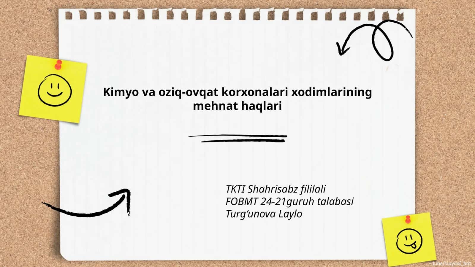 Kimyo va oziq-ovqat korxonalari xodimlarining mehnat haqlari