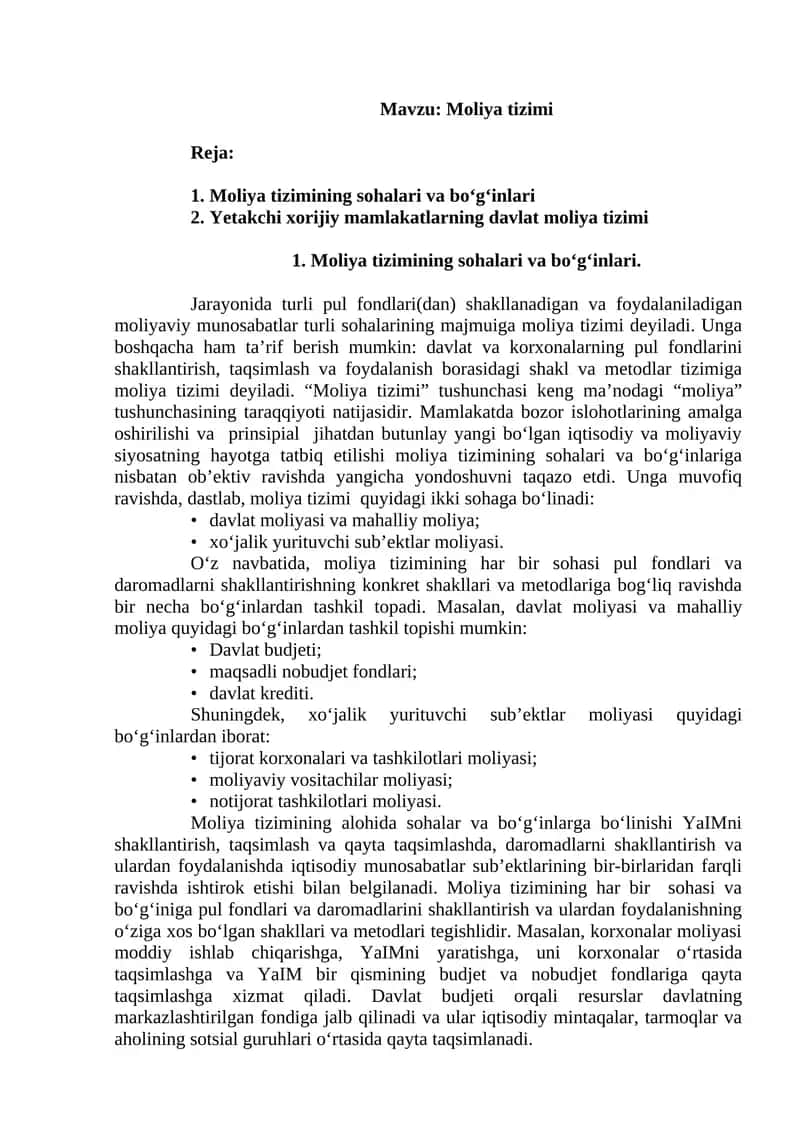Moliya tizimi