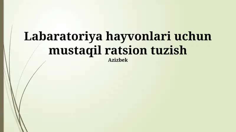 Laboratoriya hayvonlari uchun mustaqil ratsion tuzish