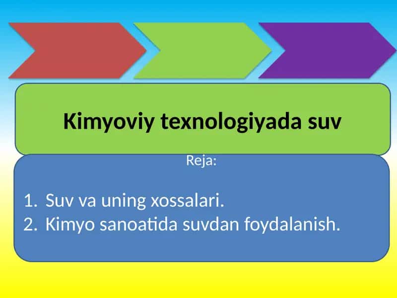 Kimyoviy texnologiyada suv