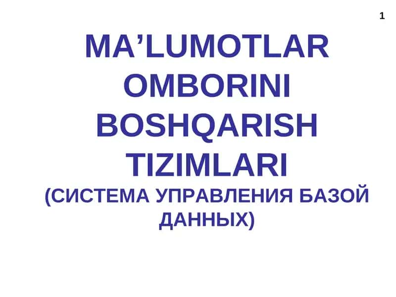 Ma’lumotlar omborini boshqarish tizimlari