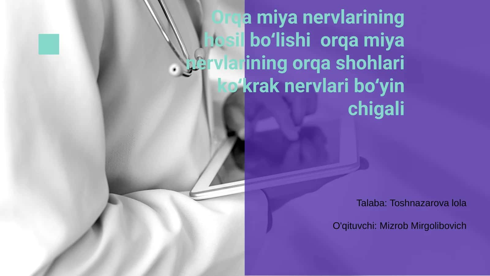 Orqa miya nervlarining hosil boʻlishi