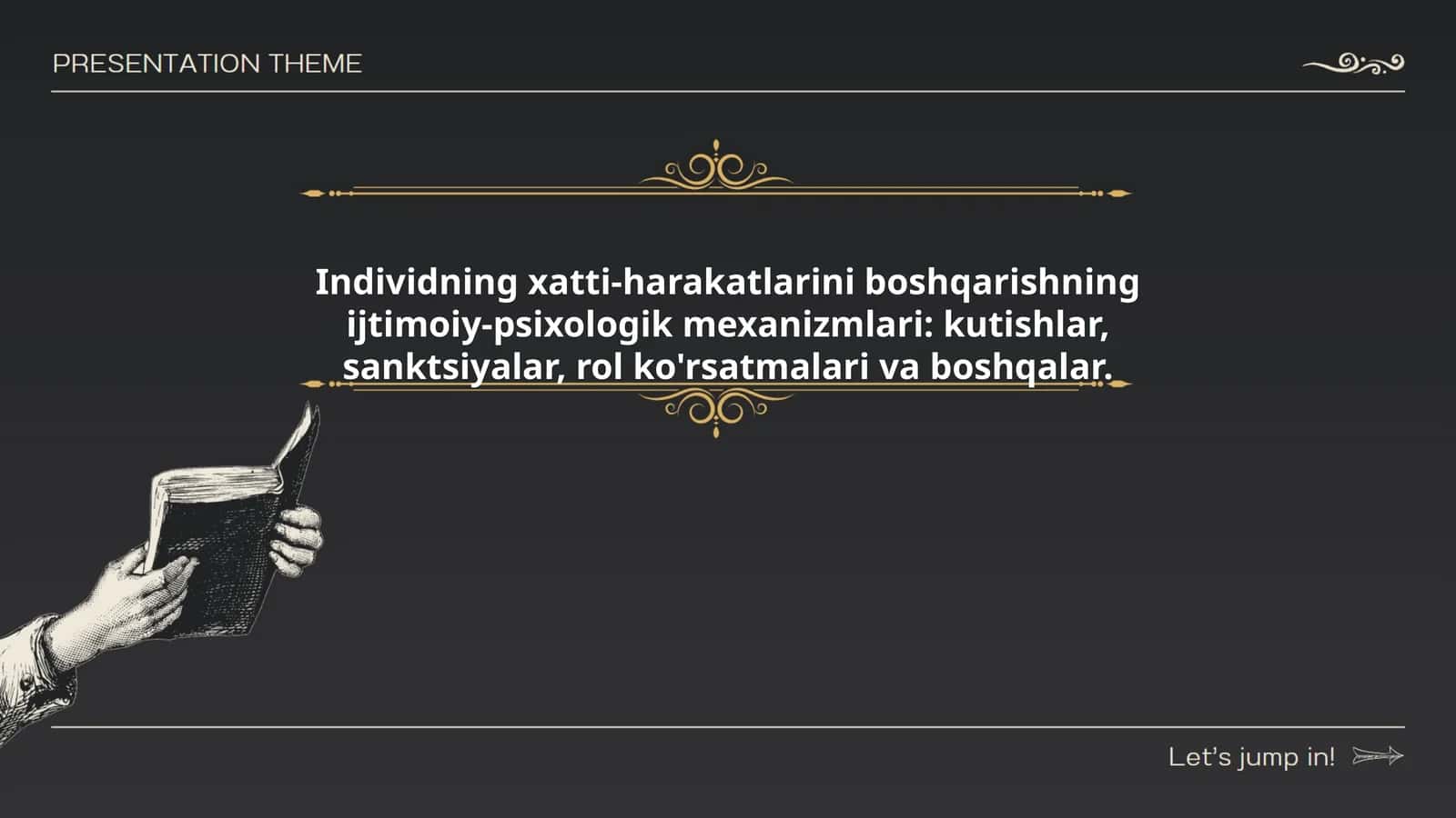 Individning xatti-harakatlarini boshqarishning ijtimoiy-psixologik mexanizmlari: kutishlar, sanktsiyalar, rol ko'rsatmalari va boshqalar