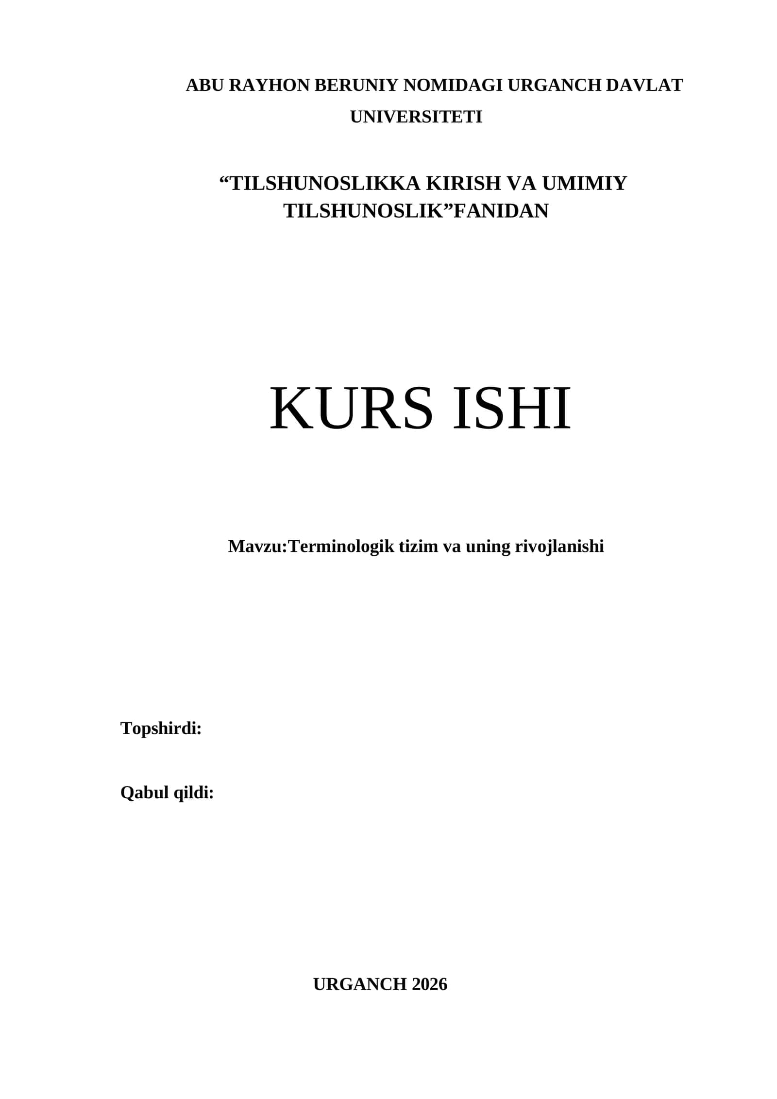 Terminologik tizim va uning rivojlanishi