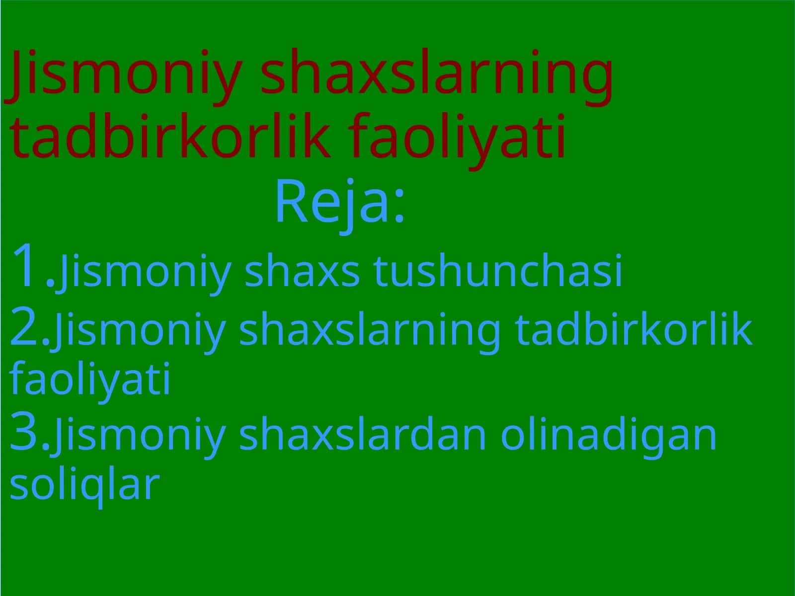 Jismoniy shaxslarning tadbirkorlik faoliyati