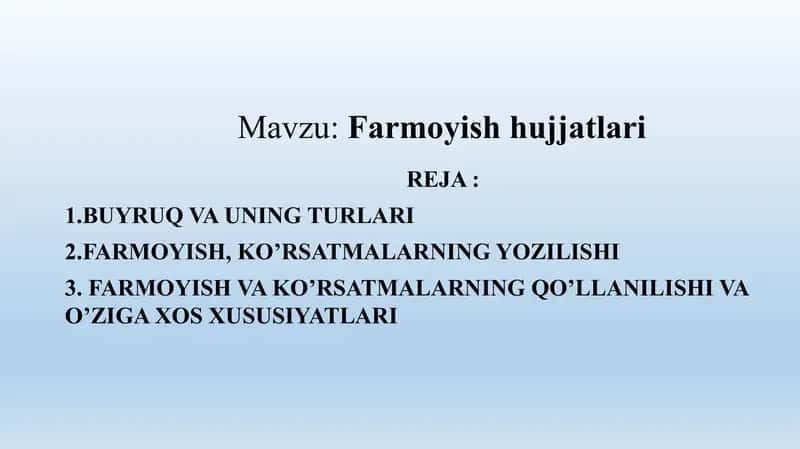 Farmoyish hujjatlari