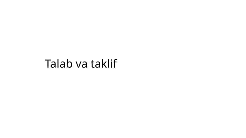 Talab va taklif
