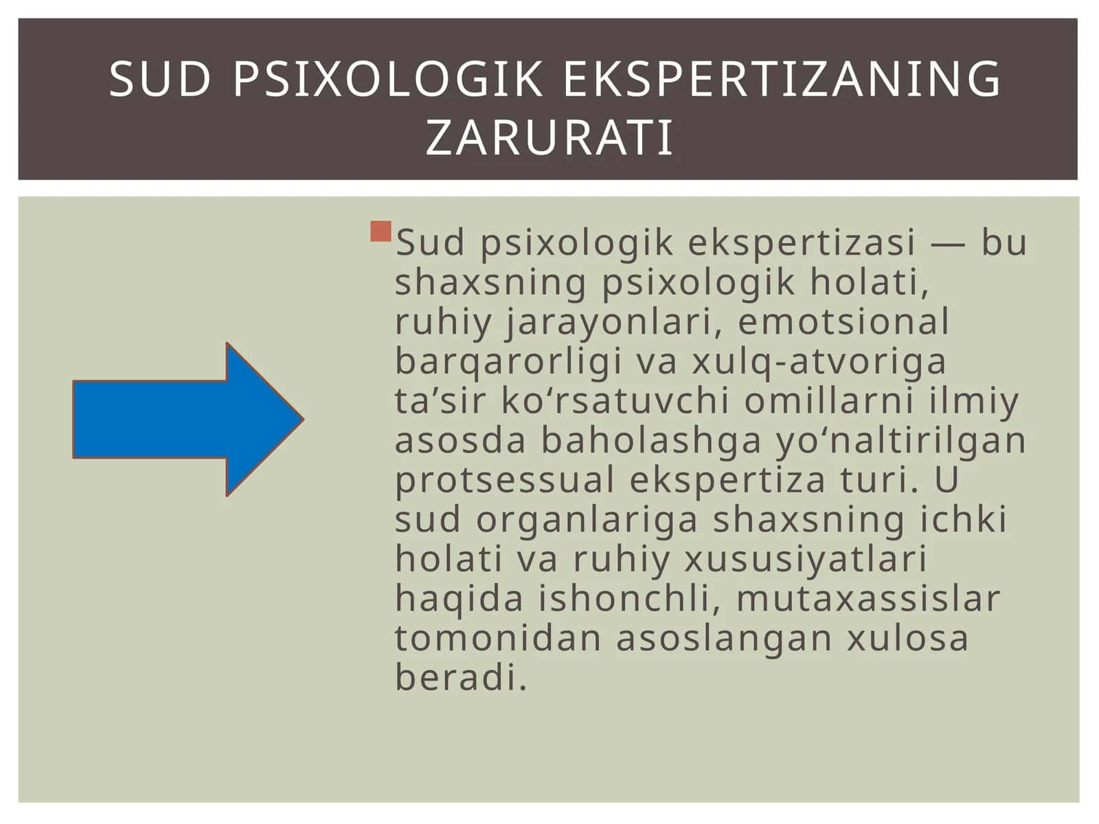 SUD PSIXOLOGIK EKSPERTIZANING ZARURATI