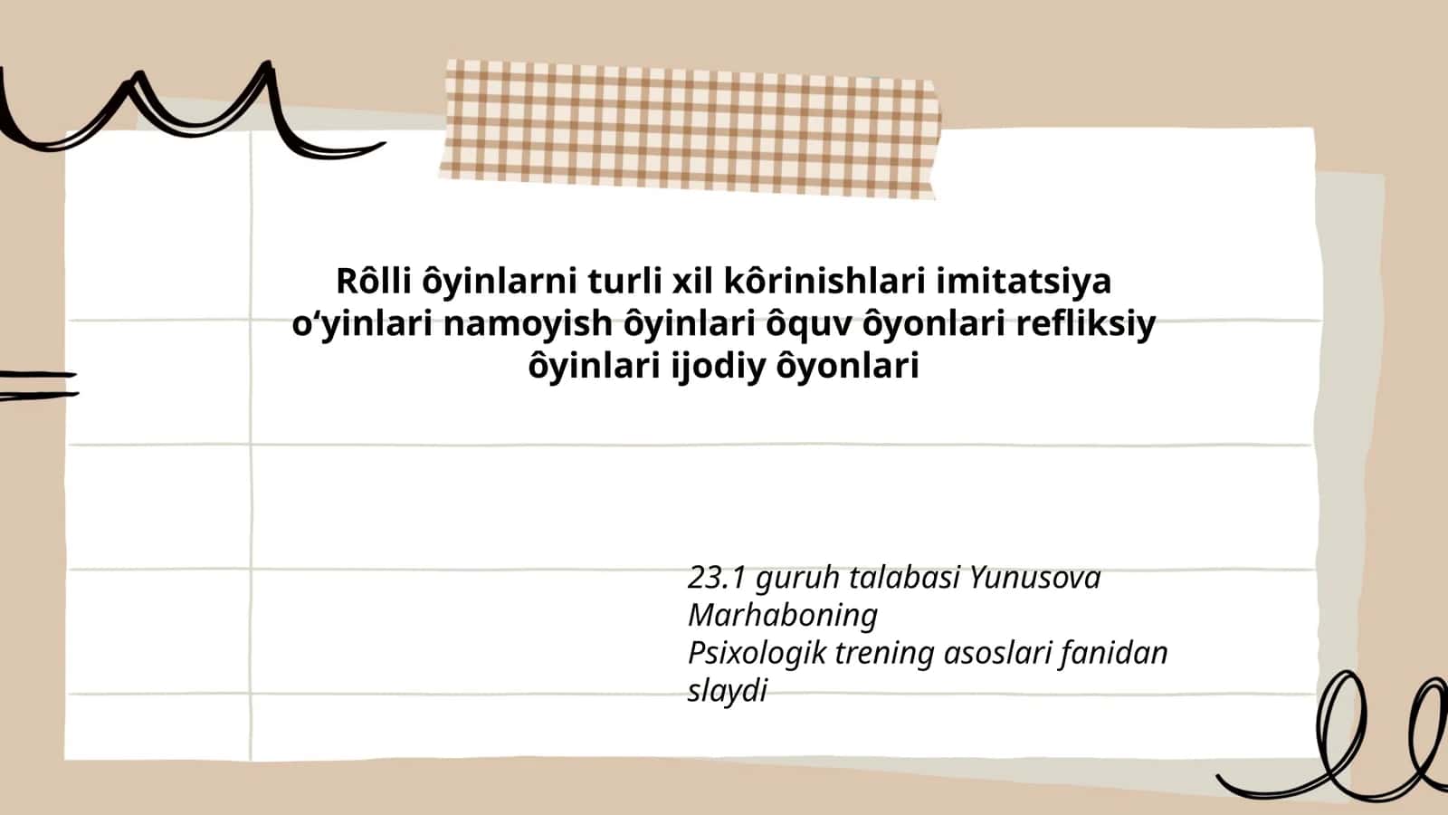 Psixologik trening asoslari fanidan slayd