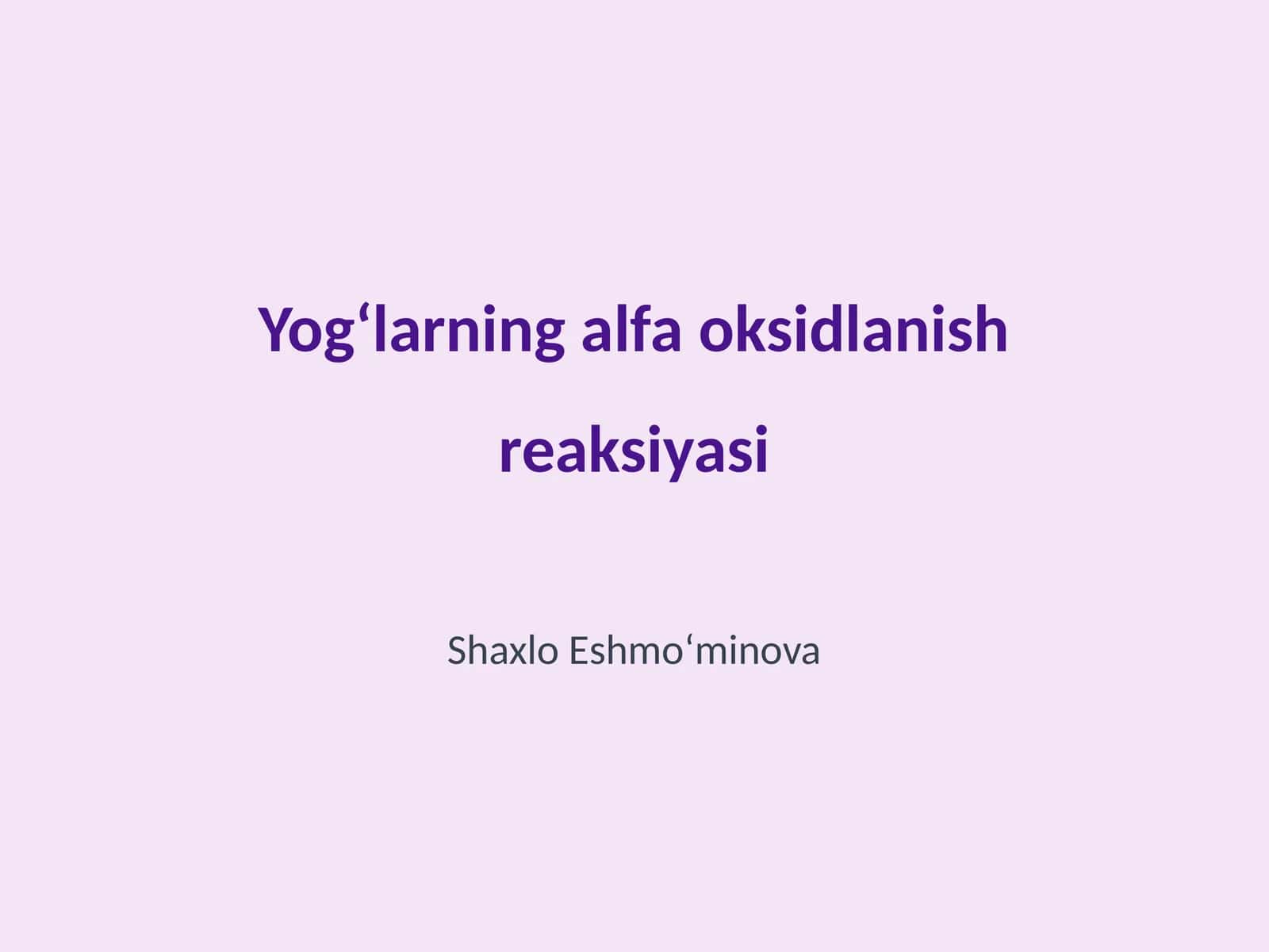 Yogʻlarning alfa oksidlanish reaksiyasi