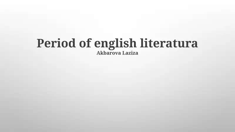 Period of English Literature