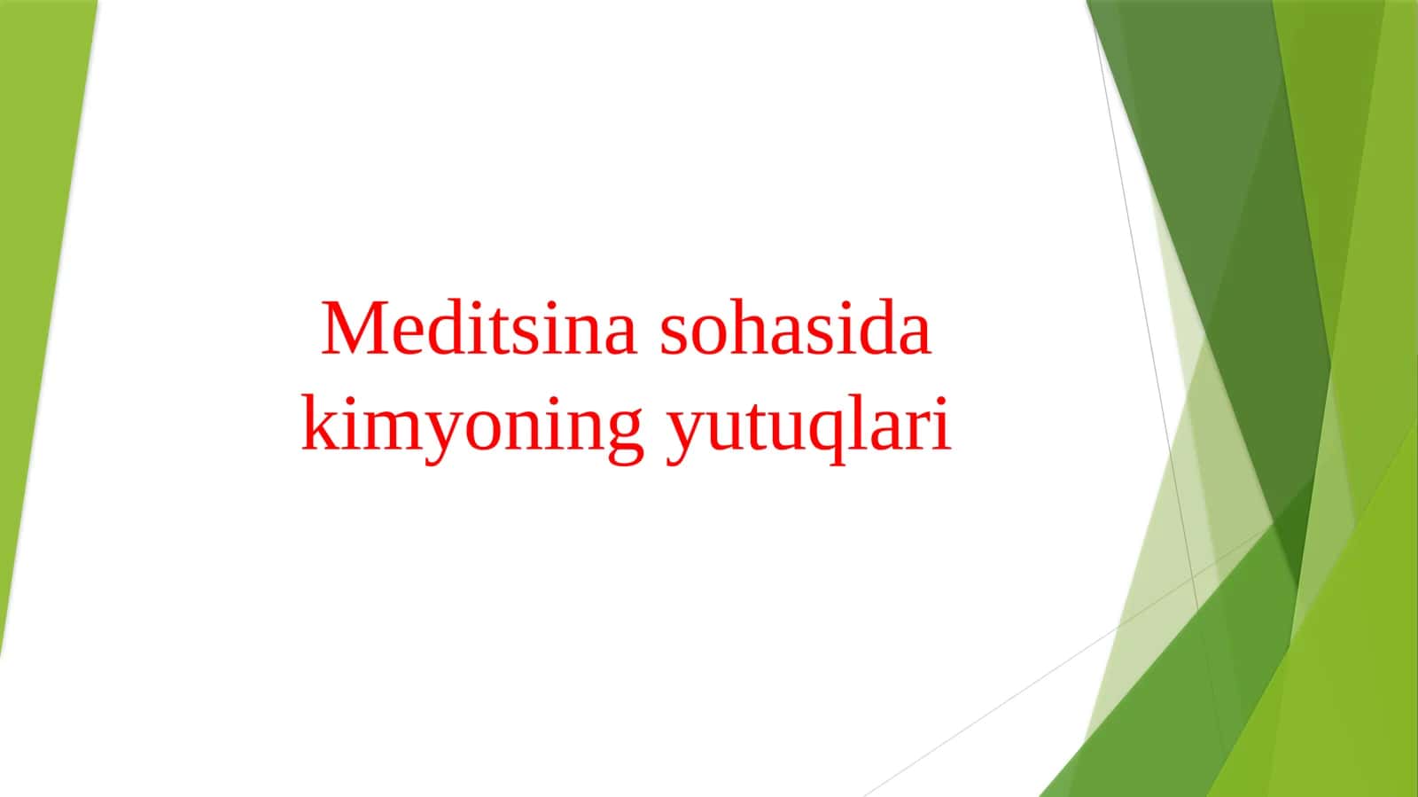 Meditsina sohasida kimyoning yutuqlari